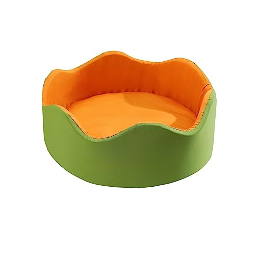 SUICRA Haustierbetten Cat Bed Soft Cat Nest Dogs Kennel Shape Cat Cushion House Small Dog Pet Supplies (Color : Green Orange, Size : 50CM) von SUICRA