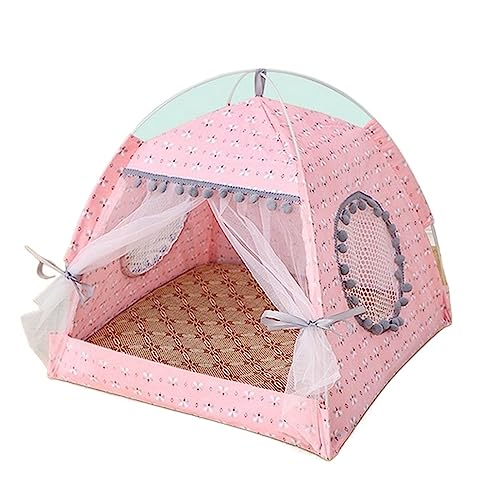 SUICRA Haustierbetten Cat Dog Tent Indoor Pet House Tent Bed Dog (Color : Floral Pink) von SUICRA