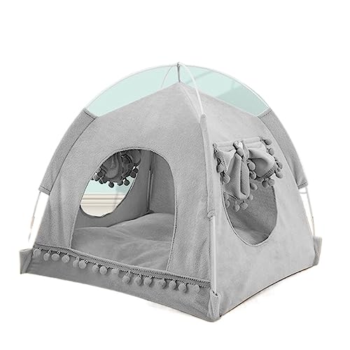 SUICRA Haustierbetten Cat Dog Tent Indoor Pet House Tent Bed Dog (Color : Gray) von SUICRA
