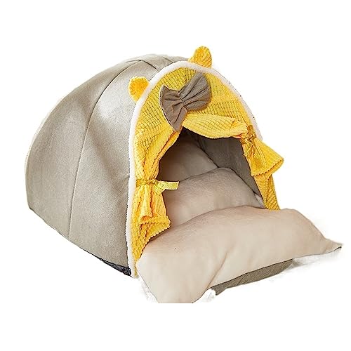 SUICRA Haustierbetten Cat Kennel Bed Tent Kennel Mattress Decorative (Color : Yellow, Size : L) von SUICRA