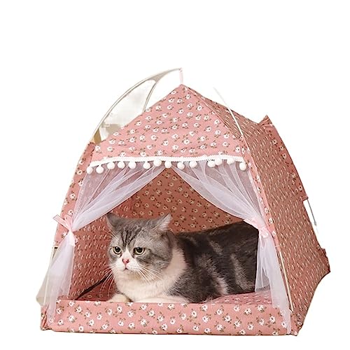 SUICRA Haustierbetten Cat Tent Bed Pet Products The General Floors Cat House Pet Small Dog House Accessories Products (Color : Pink, Size : L) von SUICRA