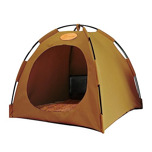 SUICRA Haustierbetten Cat Tent House Canvas Comfortable Kitten Bed Detachable Portable Kennel Pet (Color : Coffee, Size : XL) von SUICRA