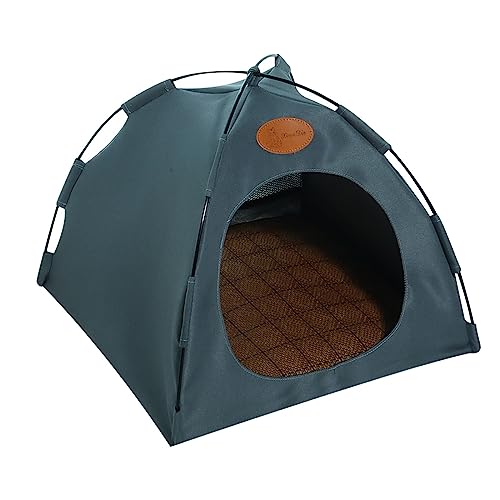 SUICRA Haustierbetten Cat Tent House Canvas Comfortable Kitten Bed Detachable Portable Kennel Pet (Color : Gray, Size : L) von SUICRA