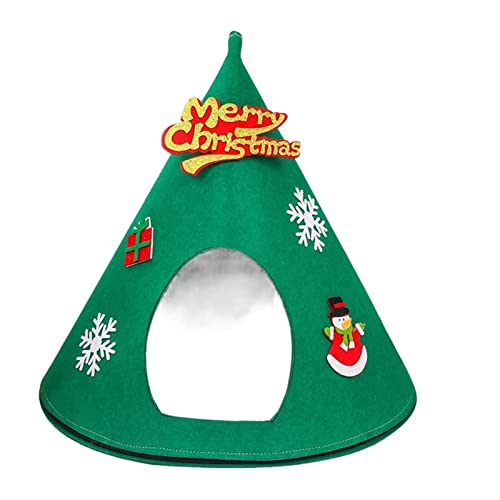 SUICRA Haustierbetten Christmas Cat Sleeping Bed House Warm Nest Puppy Kennel Dog Bed Kitten Cave Tent with Cushion Cat Mat Pet Bed (Color : Green) von SUICRA