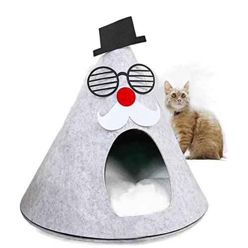 SUICRA Haustierbetten Christmas Cat Sleeping Bed House Warm Nest Puppy Kennel Dog Bed Kitten Cave Tent with Cushion Cat Mat Pet Bed (Color : Grijs) von SUICRA