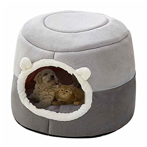 SUICRA Haustierbetten Comfort Dog House Cotton Pets Tent Cat House Cozy Cave Nest Foldable Cat Bed Comfortable Cat Accessories for Keeping Pets Warm (Color : Grijs) von SUICRA