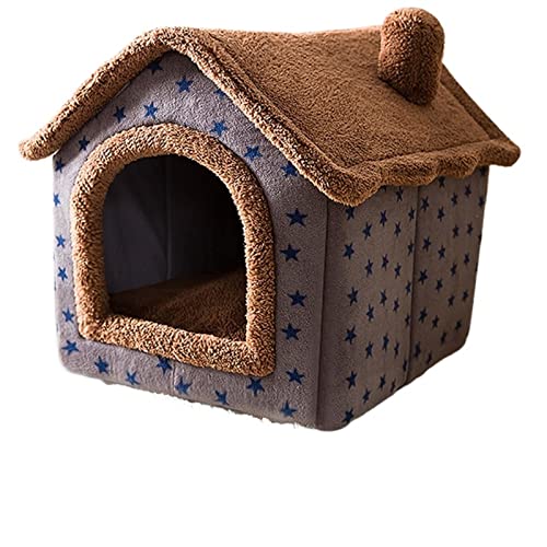 SUICRA Haustierbetten Dog House Kennel Soft Pet Bed Tent Indoor Enclosed Warm Plush Sleeping Nest Basket with Removable Cushion Travel Dog Accessory (Color : Bruin, Size : M) von SUICRA