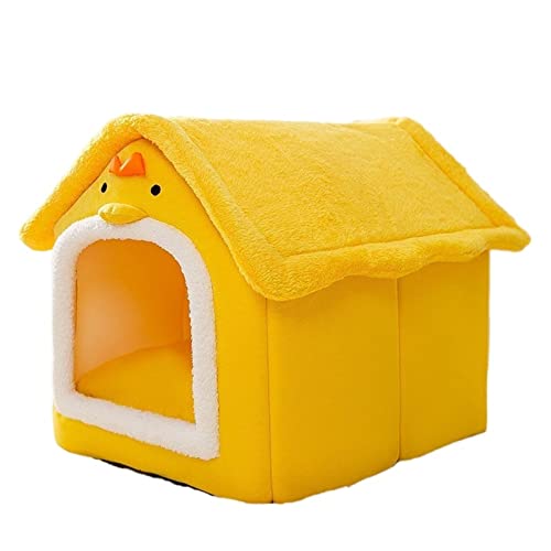 SUICRA Haustierbetten Dog House Kennel Soft Pet Bed Tent Indoor Enclosed Warm Plush Sleeping Nest Basket with Removable Cushion Travel Dog Accessory (Color : Yellow, Size : L) von SUICRA