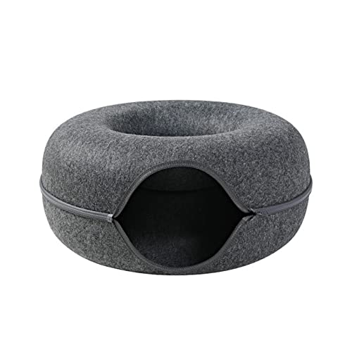 SUICRA Haustierbetten Donut Cat Bed Pet Cat Tunnel Interactive Game Toy Cat Bed Dual-use Indoor Toy Kitten Sports Equipment Cat Training Toy Cat House (Color : Dark Grey, Size : 50X20cm) von SUICRA