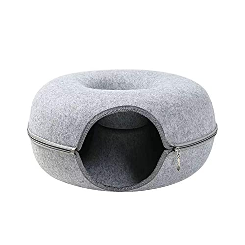 SUICRA Haustierbetten Donut Cat Bed Pet Cat Tunnel Interactive Game Toy Cat Bed Dual-use Indoor Toy Kitten Sports Equipment Cat Training Toy Cat House (Color : Grijs, Size : 50X20cm) von SUICRA