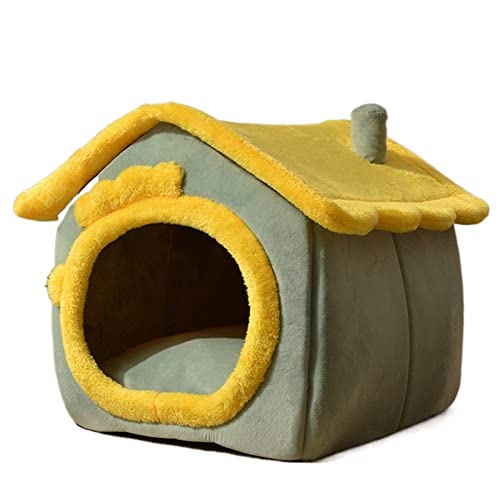 SUICRA Haustierbetten Foldable Dog House Pet Cat Bed Villa for Small Medium Dogs Cats Winter Warm Cat Bed Removable Nest Enclosed Cave Sofa Pet Supply (Color : Green, Size : L) von SUICRA