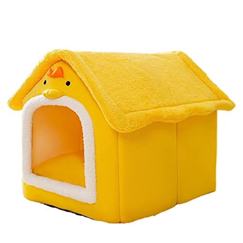 SUICRA Haustierbetten Foldable Pet Cat House Indoor Warm Kennel Pet Cat Cave Nest Washable Removable Mat Cozy Sleeping Bed Pet Supplies (Color : Gold, Size : L) von SUICRA