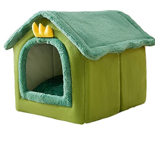 SUICRA Haustierbetten Foldable Pet Cat House Indoor Warm Kennel Pet Cat Cave Nest Washable Removable Mat Cozy Sleeping Bed Pet Supplies (Color : Green, Size : S) von SUICRA