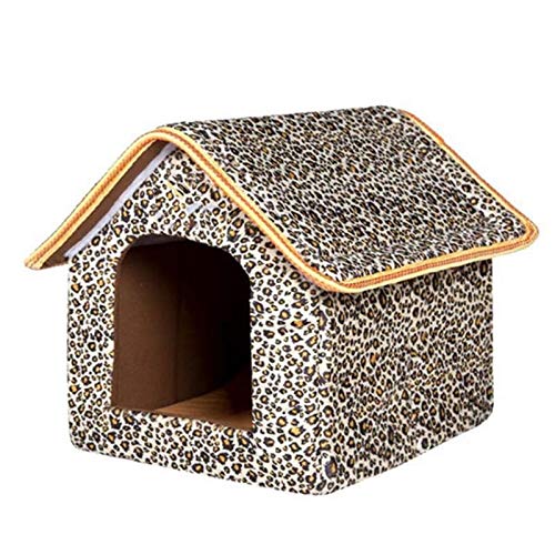 SUICRA Haustierbetten Haus for Hunde Faltbare Bettmatte Weiche Winter Warme Hund Welpen Sofa Kissen Haus Kennel Nest Hundekatze Bett for kleine mittelgroße Hunde (Color : Gray, Size : Large) von SUICRA