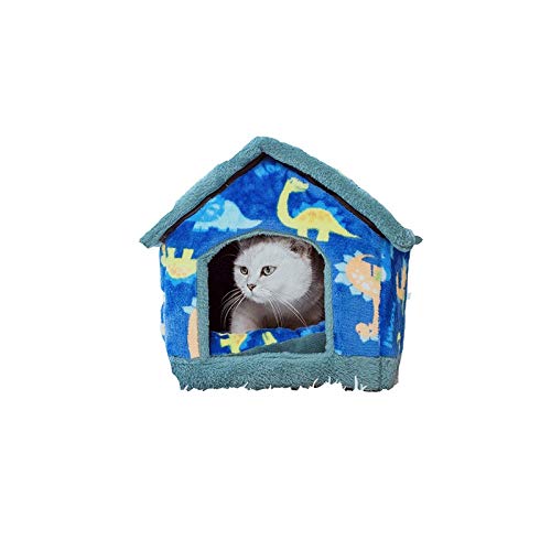 SUICRA Haustierbetten Haustierhaus Katze Hundebett Weiche Katze Nest Zelt Faltbare Winter Warme Zimmer Welpe Kennel Kissen for kleine mittelgroße Hunde Katzen Pet Products (Color : Blue, Size : Smal von SUICRA