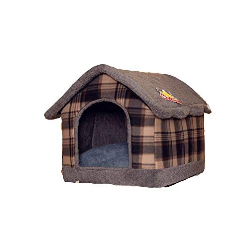 SUICRA Haustierbetten Haustierhaus Katze Hundebett Weiche Katze Nest Zelt Faltbare Winter Warme Zimmer Welpe Kennel Kissen for kleine mittelgroße Hunde Katzen Pet Products (Color : Brown, Size : Lar von SUICRA