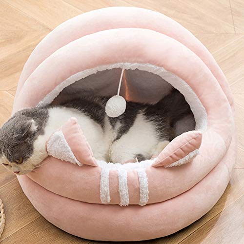 SUICRA Haustierbetten Katzen-Bett-Haus-Kennel Nest Haustier-Kennel-Sofa-Kissen Katzenhaus-Bett-Welpen-Hund □□ Kätzchen-Bett (Color : Pink, Size : Small) von SUICRA