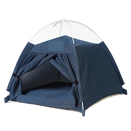 SUICRA Haustierbetten Outdoor Indoor Portable Cute Pet Tent for Kitten Small Cat Dog Puppy (Color : Navy Blue) von SUICRA