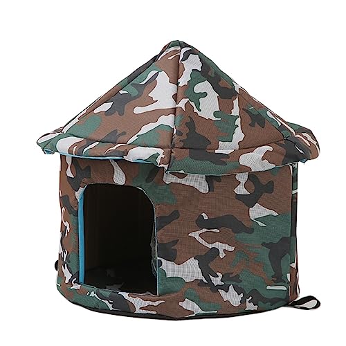 SUICRA Haustierbetten Outdoor Waterproof Cats Dog Houses Warm Winter Tent Bed for Small Medium Pet Animal Enclosed Cat Dog (Color : Green, Size : 45CM) von SUICRA