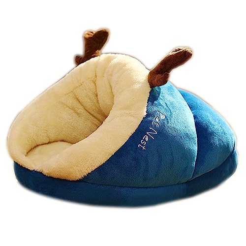 SUICRA Haustierbetten Pet Cat Bed Thick Warm Slipper Shape Pet Nest Washable Cozy Kitten Cushion Deep Sleep Cat House Tent (Color : Blue, Size : S) von SUICRA