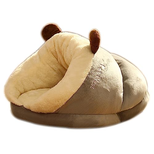 SUICRA Haustierbetten Pet Cat Bed Thick Warm Slipper Shape Pet Nest Washable Cozy Kitten Cushion Deep Sleep Cat House Tent (Color : Gray, Size : L) von SUICRA