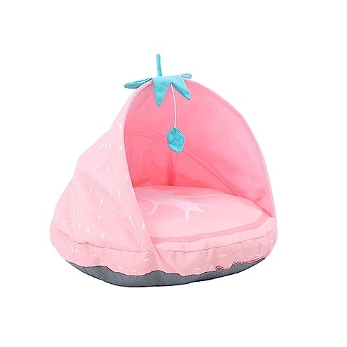 SUICRA Haustierbetten Pet Fruit Series Cat Tent Cute Cat Dog Bed Small Dog (Color : Strawberry Tent) von SUICRA