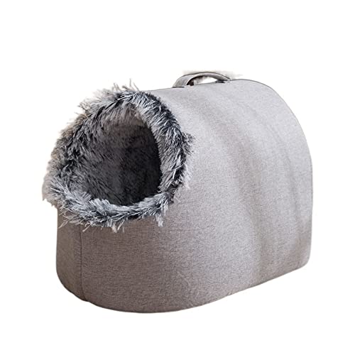 SUICRA Haustierbetten Pet House for Small Dog Cat Bed House Portable Enclosed Plush Pet Kitten Nest Winter Warm Soft Pet Cave Kennel Deep Sleep Sofa (Color : Light Gray) von SUICRA