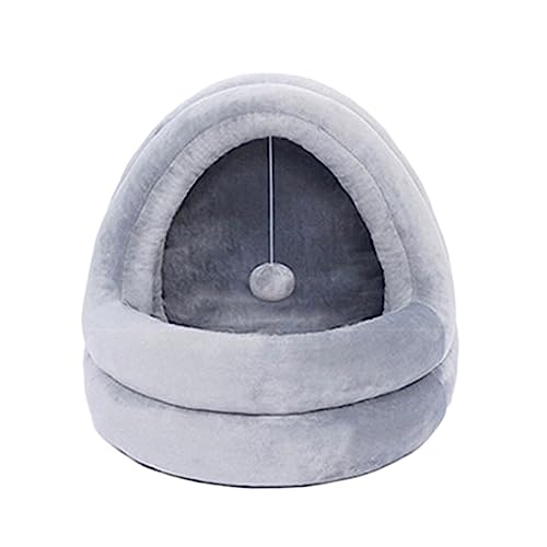 SUICRA Haustierbetten Pet Tent Bed Small Dogs Hut with Removable Cushion Plush Kitten Nest Winter Warm House Indoor Pets Supplies (Color : Gray, Size : 50 * 48 * 43cm) von SUICRA