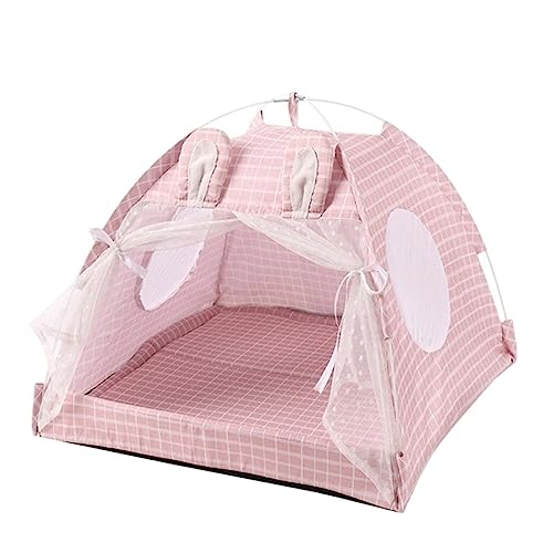 SUICRA Haustierbetten Pet Tent Bed for Small Dogs and Cats Condo Summer Cave with Sided Cushion Puppy House Non-Slip Design (Color : Pink, Size : 40 * 40 * 35CM) von SUICRA