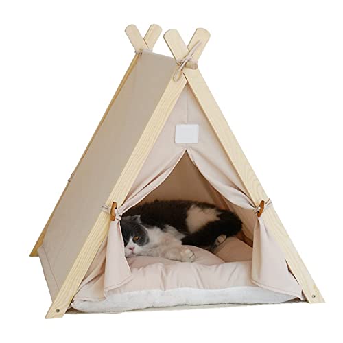 SUICRA Haustierbetten Pet Tent Dog Bed Cattery Puppy Teddy Removable and Washable Cotton Canvas Lion Pet House Wooden House Cat Nest Pet Tent (Color : 2) von SUICRA