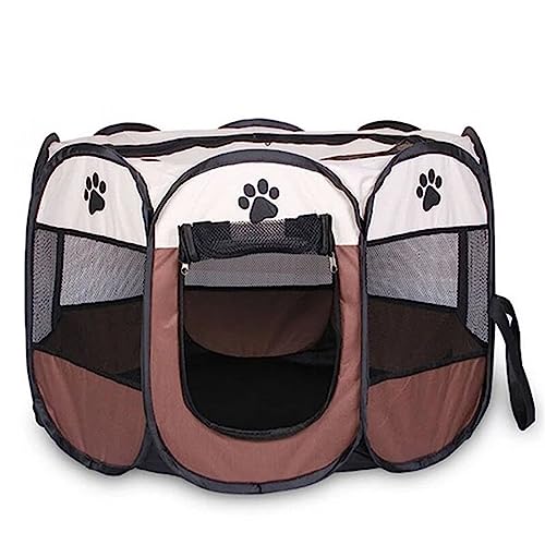 SUICRA Haustierbetten Pet Tent Kennel Fence Puppy Shelter Easy to Use Outdoor Easy Operation Large Dog Cages Cat Fences (Color : Brown, Size : M) von SUICRA