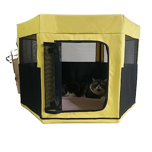 SUICRA Haustierbetten Pet Tent Kennel Octagonal Fence Outdoor Easy Operation Large Dog Cages Cat (Color : Yellow, Size : L) von SUICRA