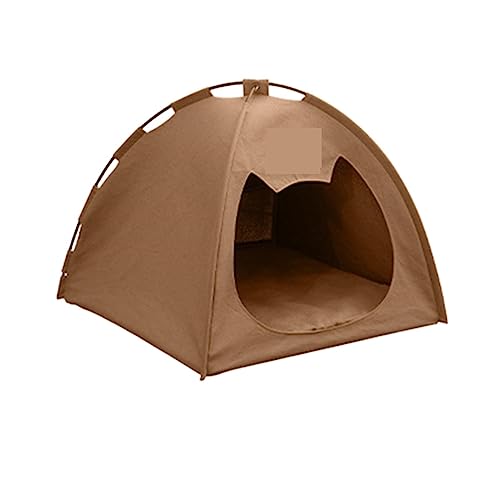 SUICRA Haustierbetten Portable Cat Tent House Removable Washable Cat Bed Pet Cat Dog Deep Sleeping Warm Cozy Indoor Pet Tent with Pet Mat (Color : Brown, Size : 52 * 52 * 44cm) von SUICRA