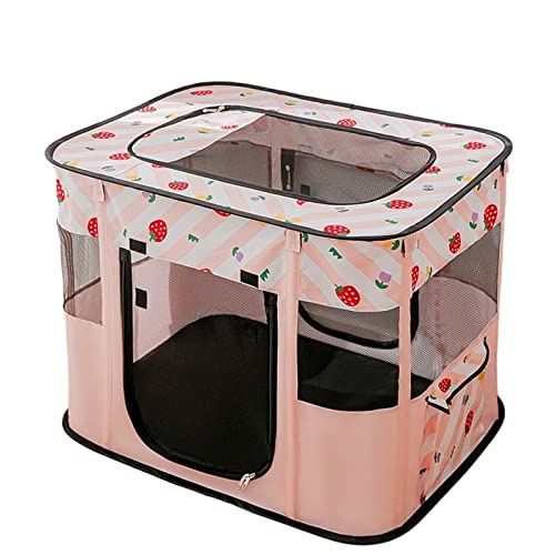 SUICRA Haustierbetten Portable Folding Cat Bed Basket Cozy Nest, Folding Tent for Kitten Puppy Lounger Cushion In Delivery Room Cat House Pet Supplie (Color : Pink, Size : M) von SUICRA