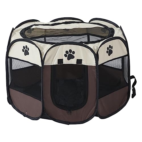 SUICRA Haustierbetten Portable Folding Pet Tent Dog House Octagonal Cage for Cat Tent Playpen Puppy Kennel Easy Operation Fence Outdoor Big Dogs House (Color : Coffee, Size : 73 * 73 * 43cm) von SUICRA