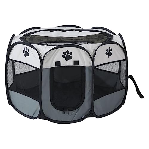 SUICRA Haustierbetten Portable Folding Pet Tent Dog House Octagonal Cage for Cat Tent Playpen Puppy Kennel Easy Operation Fence Outdoor Big Dogs House (Color : Gray, Size : 73 * 73 * 43cm) von SUICRA