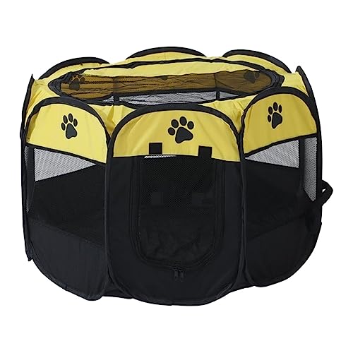 SUICRA Haustierbetten Portable Folding Pet Tent Dog House Octagonal Cage for Cat Tent Playpen Puppy Kennel Easy Operation Fence Outdoor Big Dogs House (Color : Yellow, Size : 114 * 114 * 58) von SUICRA