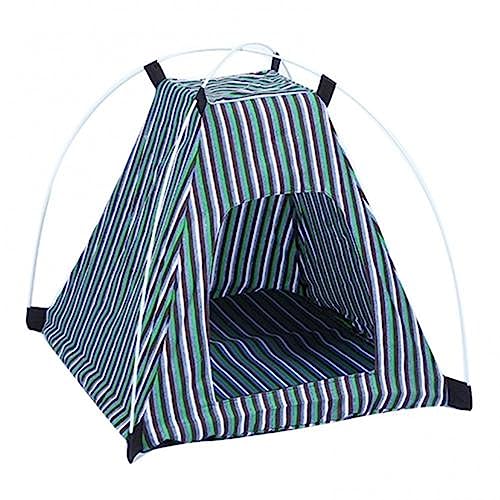 SUICRA Haustierbetten Removable Washable Dog Cat Kennel Striped Pattern Cattery Pet Tent Nest (Color : Green) von SUICRA