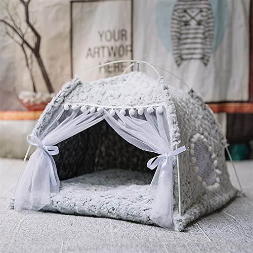 SUICRA Haustierbetten Sweet Princess cat Bed The General Teepee Closed Cozy Hammock with Floors Foldable cat Tent Dog House Bed pet Basket Cushion (Color : Grijs) von SUICRA