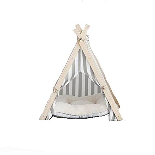 SUICRA Haustierbetten Tragbares Holz Haustier Zelt Hund Haus Katze Haus Waschbares Dreieck Teepee Zelt Outdoor Indoor Puppy Cat Travel Teepee CAVE MIT MAT (Color : C) von SUICRA