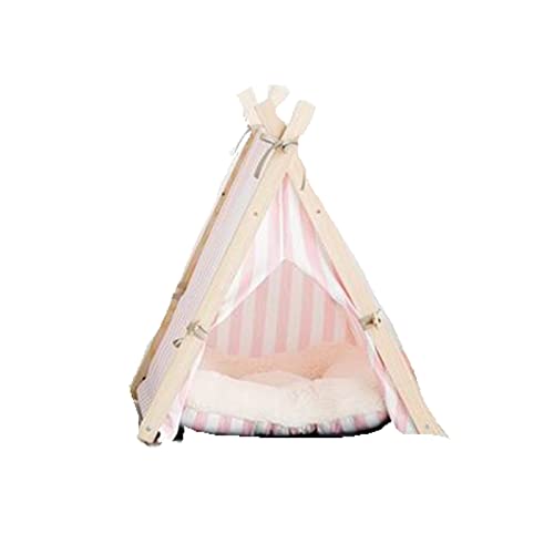 SUICRA Haustierbetten Tragbares Holz Haustier Zelt Hund Haus Katze Haus Waschbares Dreieck Teepee Zelt Outdoor Indoor Puppy Cat Travel Teepee CAVE MIT MAT (Color : D) von SUICRA