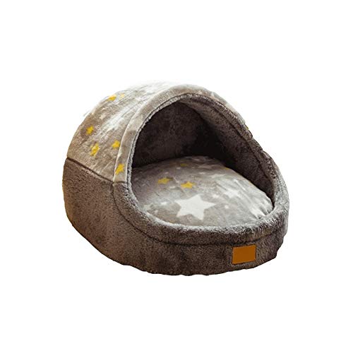 SUICRA Haustierbetten Warm Haustierhaus Welpen Hund □□ Kennel Matte Tier Tierkatze Kätzchen Nest Zusammenklappbare kleine Hundekorb Teddy Höhle Hund Matratze (Color : Brown, Size : Medium) von SUICRA