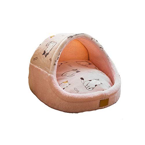 SUICRA Haustierbetten Warm Haustierhaus Welpen Hund □□ Kennel Matte Tier Tierkatze Kätzchen Nest Zusammenklappbare kleine Hundekorb Teddy Höhle Hund Matratze (Color : Pink, Size : Large) von SUICRA