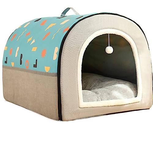 SUICRA Haustierbetten Warm Winter Cat Dog Bed Mat Deep Sleep Tent Cozy Geometric House Nest Removable Washable for Medium Large Dogs Pet Supplies (Color : Blue Gray, Size : 100 * 70 * 60cm) von SUICRA