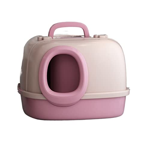 SUICRA Katzentoilette, Katzentoilette, Katzentoilette Cat Bedpans Hallway Cat Litter Box Super Large Fully Enclosed Spatter-Proof Litter Box Odor-Proof Litter Proof (Color : Pink) von SUICRA