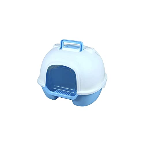 SUICRA Katzentoilette, Katzentoilette, Katzentoilette Fully Enclosed Big Size Rear Flap Cat Toilet Cat Litter Box with Free Shovel Set (Color : Blue) von SUICRA
