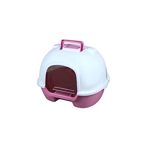 SUICRA Katzentoilette, Katzentoilette, Katzentoilette Fully Enclosed Big Size Rear Flap Cat Toilet Cat Litter Box with Free Shovel Set (Color : Pink) von SUICRA