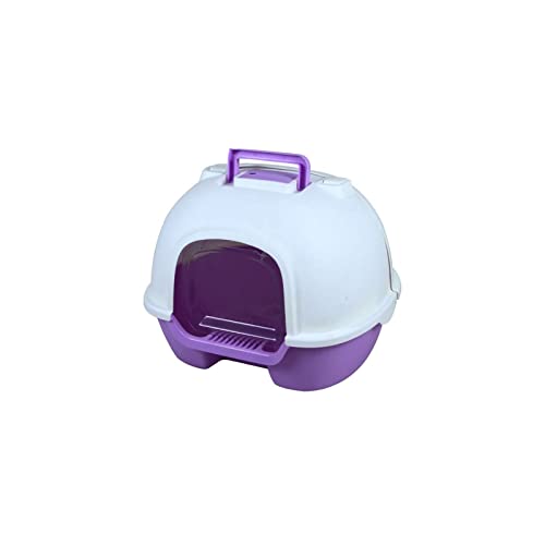 SUICRA Katzentoilette, Katzentoilette, Katzentoilette Fully Enclosed Big Size Rear Flap Cat Toilet Cat Litter Box with Free Shovel Set (Color : Purple) von SUICRA