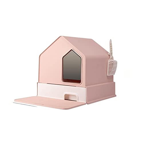 SUICRA Katzentoilette, Katzentoilette, Katzentoilette Fully Enclosed Cat Litter Box Drawer Type House Shape Cats Toilet Anti-Splash Kittens Bedpan Pet Sand Basin Supplies Pet Cat (Color : B) von SUICRA