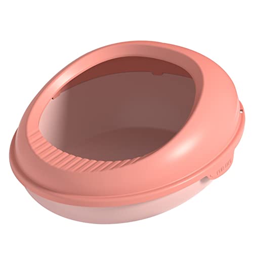 SUICRA Katzentoilette, Katzentoilette, Katzentoilette Open Large Semi-Enclosed Cat Litter Box Splash-Proof Cat Litter Box Egg-Shaped Basin Removable Cat Litter Box Pet Cat Toilet (Color : Pink) von SUICRA